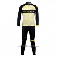 2012 Abbigliamento Ciclismo Livestrong Giallo Manica Lunga e Salopette